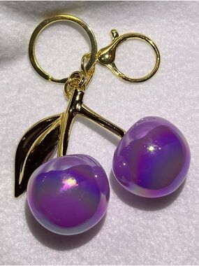 Purple Cherry Bag Charm